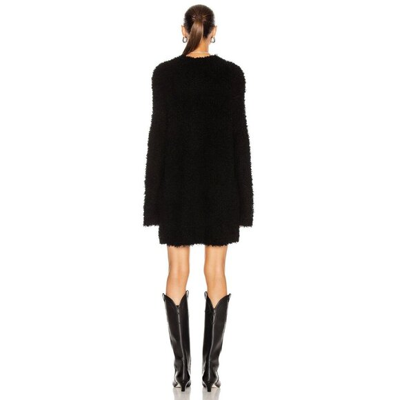 R13 Black Wool Blend Teddy Bear Crew Neck Oversized Sweater Dress, Size S - Picture 3 of 13